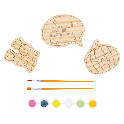 3 Piece Paint-Your-Own Halloween Woodcraft Set - Candy