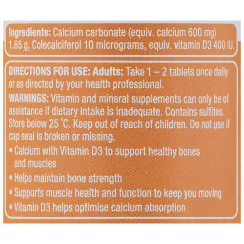 Calcium with Vitamin D Tablets 60 Pack