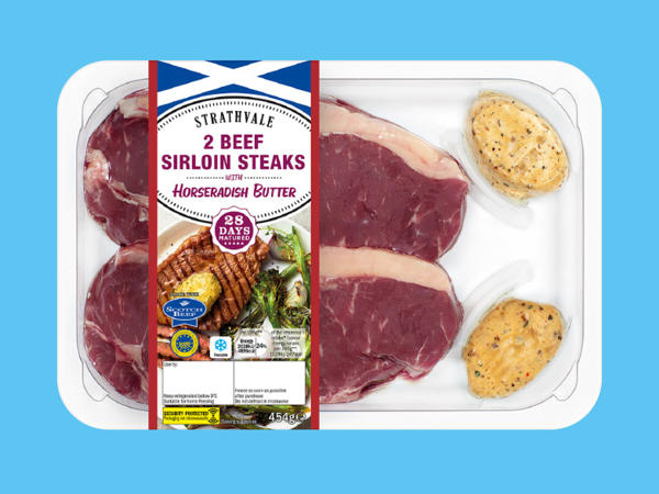 2 Beef Sirloin Steaks with Horseradish Butter