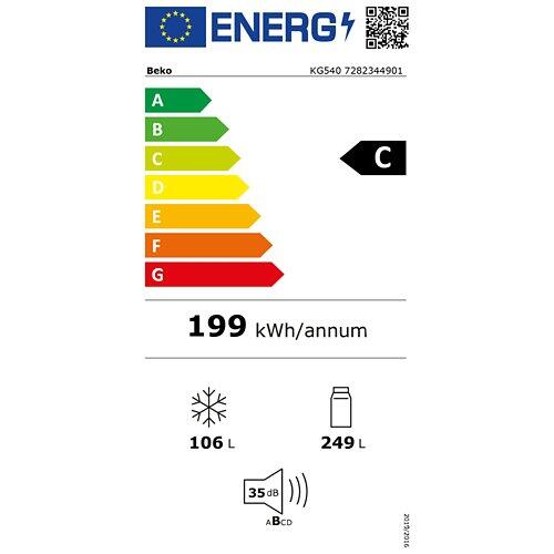 BEKO Kühl-Gefrierkombination KG540, 322 Liter, C, 7282344901, Dark Inox