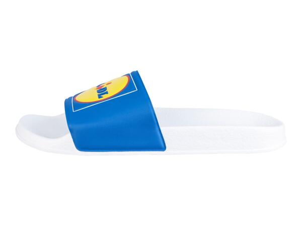 Men's White & Blue Lidl Sliders