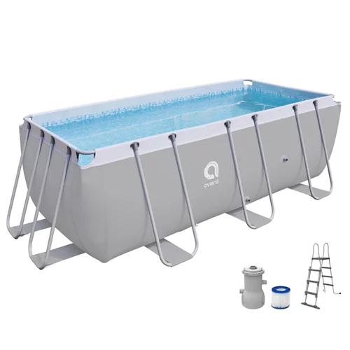 AVENLI Piscina con tubi in acciaio rettangolare 400 x 200 x 122 cm con pompa filtro da 530 galloni