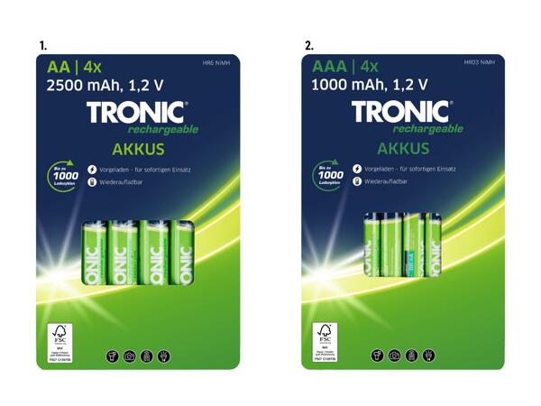 Batterie ricaricabili, 4 pezzi