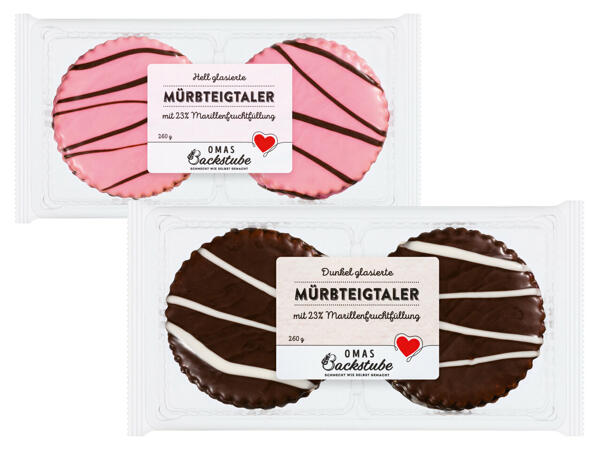 Omas Backstube Mürbteig Taler mit Marillenfruchtfüllung