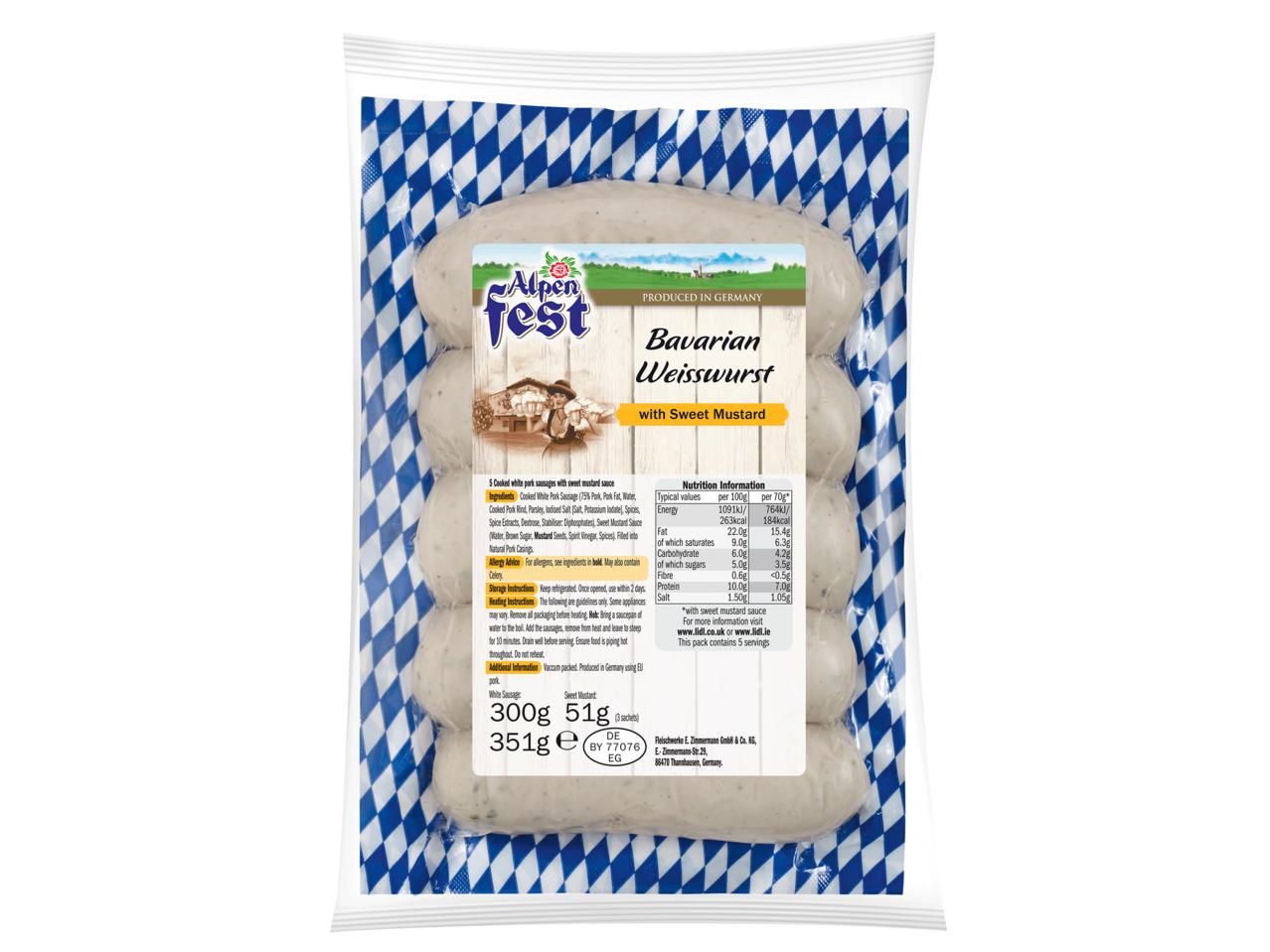 ALPENFEST Bavarian White Sausage with Sweet Mustard