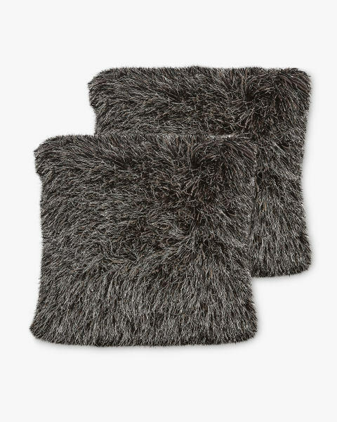 Shaggy Cushion Charcoal - 2 Pack