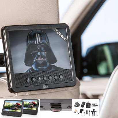Tragbarer DVD-Player mit 2 Bildschirmen
