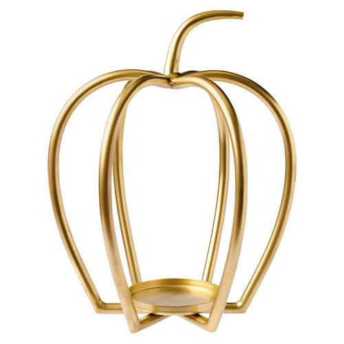 Iron Pumpkin Candle Holder, Gold
