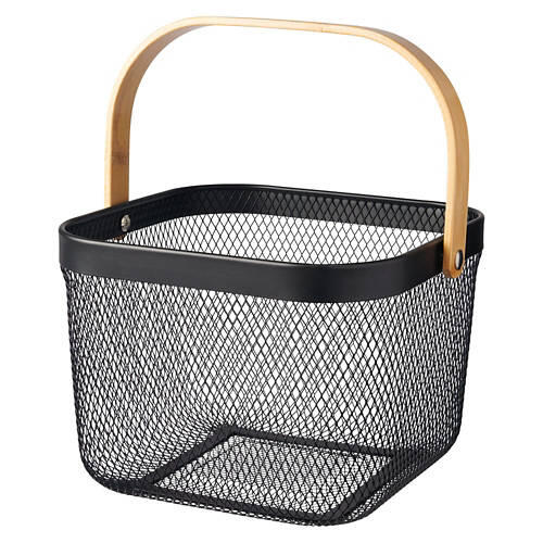 2 Pack Small Metal Baskets, Black