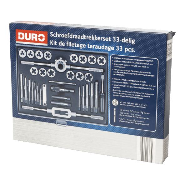 Kit de filetage-taraudage, 33 pcs