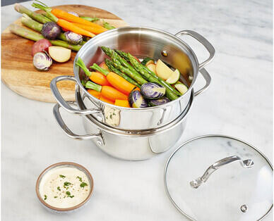 Stainless Steel 2-Tier Steamer Pot or Asparagus Pot