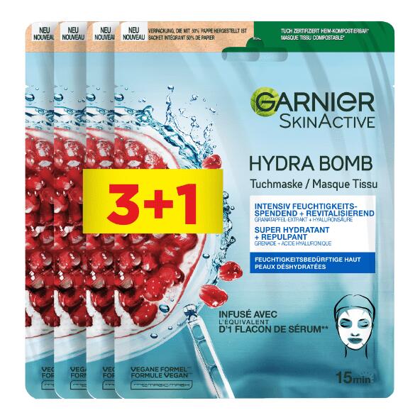 GARNIER(R) 				Masques visage, 4 pcs