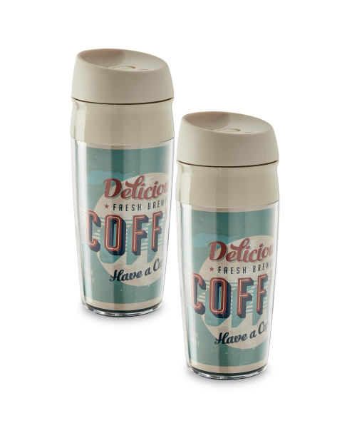 Coffee Design Travel Mugs 2 Pack