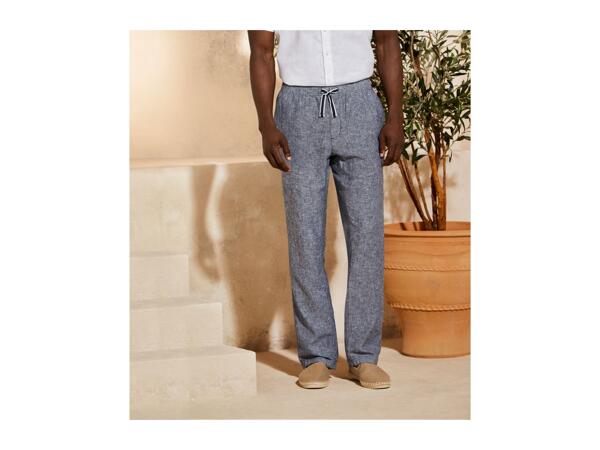 Livergy Men's Linen-Blend Trousers Straight Fit