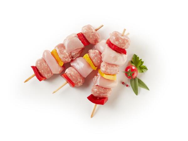 Chicken and pork skewers
