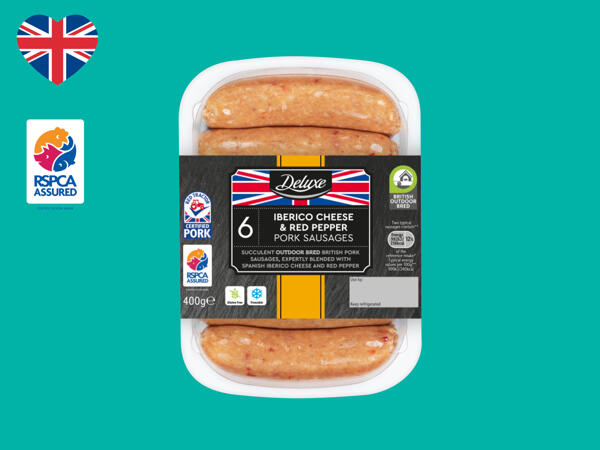 Deluxe 6 Iberico Cheese & Red Pepper British Pork Sausages