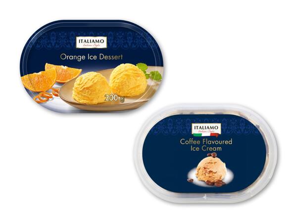 Appelsinsorbet eller kaffeis