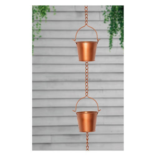 Steel Rain Chain - Rosegold Bucket