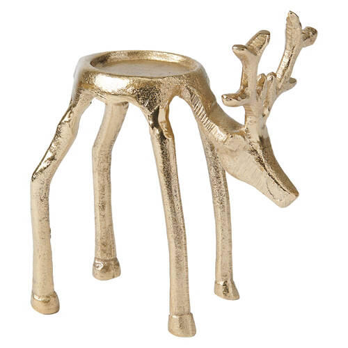 Reindeer Tealight Holder - Gold Reindeer with Head Down