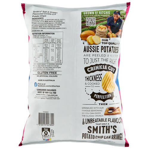 Salt & Vinegar Crinkle Cut Chips Party Bag 380g