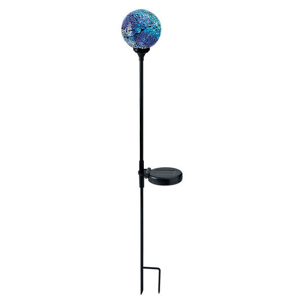 Belavi Blue Crackle Mosaic Solar Garden Stake