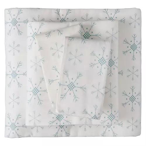 King Size Flannel Sheet Set - Snowflakes