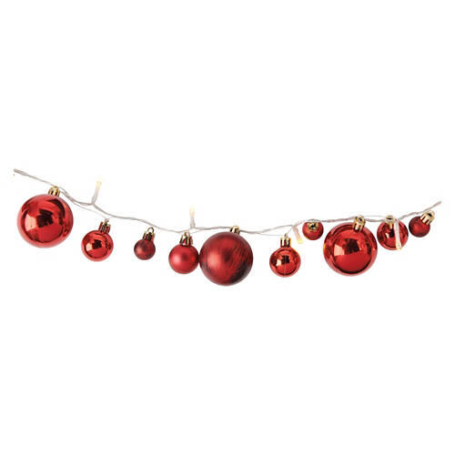 6' Long LED Ornament Garland, Red