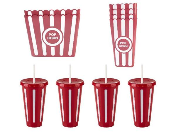 Sada kelímků, 4dílná / Sada kbelíků na popcorn 2dílná / 4dílná