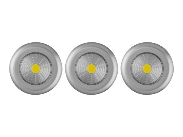 Livarno Home LED Push Lights - 3 Pack - Silver