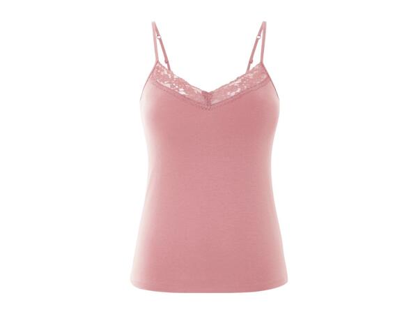 Esmara Ladies' Lace Trim Vest Tops - 3 Pack - Pink