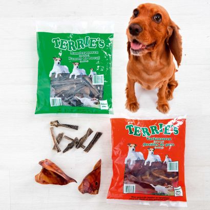 Oreilles de cochon ou panses de boeuf pour chiens