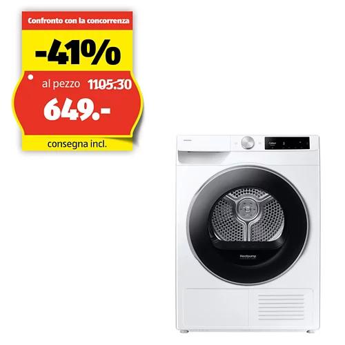 SAMSUNG Asciugatrice DV6000, 9 kg, Optimal DryTM, DV90T6240LE/S5