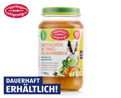 ZURÜCK ZUM URSPRUNG Bio-Menü Gartengemüse mit Dinkelvollkornnudeln
