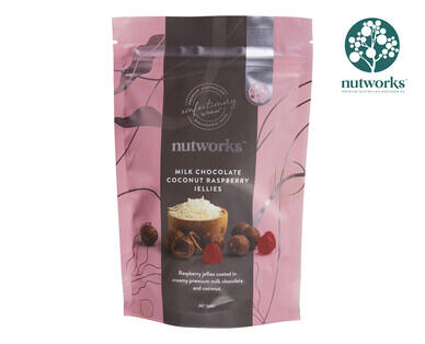 Nutworks Milk Chocolate or Milk Chocolate Coconut Coated Raspberry Jellies 150g