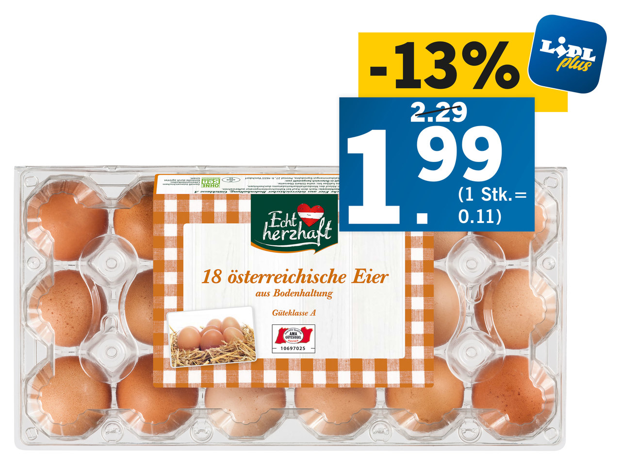 ECHT HERZHAFT 18 österreichische Eier aus Bodenhaltung