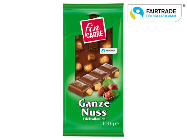 Edelvollmilch Schokolade mit ganzen Nüssen
