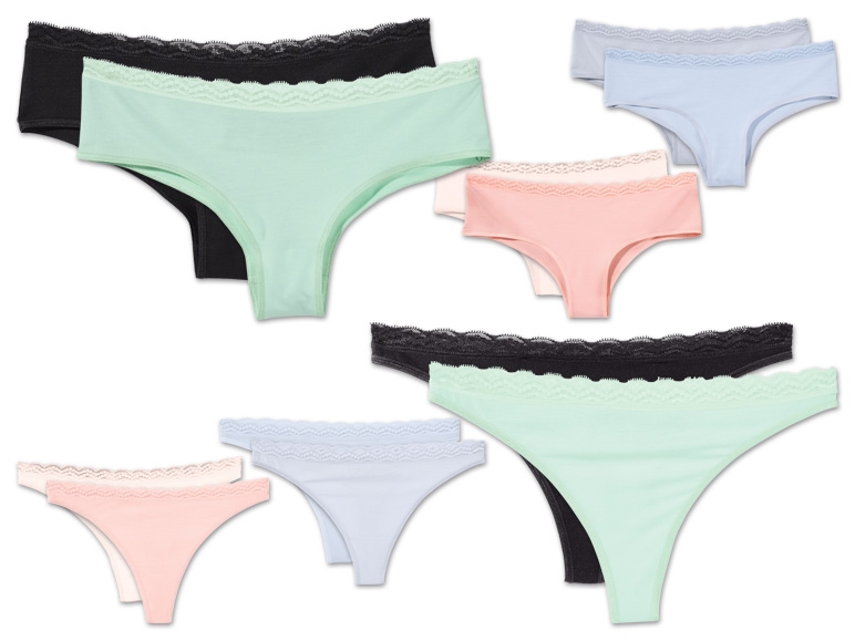 ESMARA(R)LINGERIE Damen-Spitzenhipster oder -strings, 2 Stück
