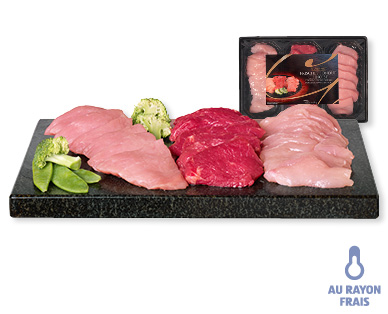Fondue chinoise fraîche viande de poulet, de bœuf et de porc GOURMET