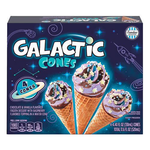 Chocolate & Vanilla Flavor Galactic Cones, 4 count