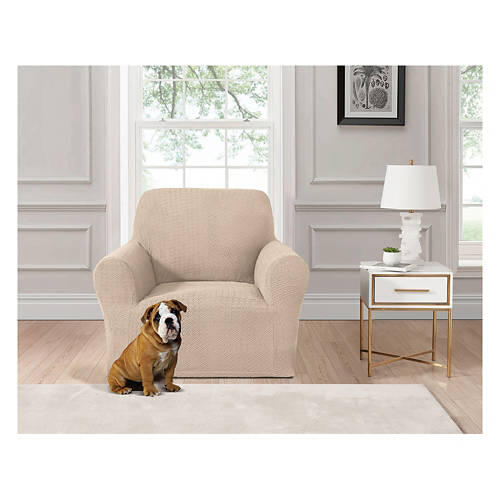 Super Soft Knit Armchair Cover, Beige