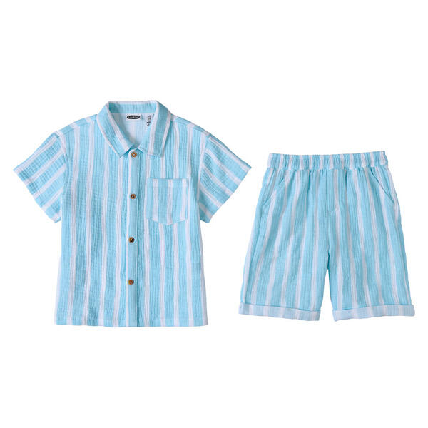 Lily & Dan/ L&D Children's Blue Stripe 2pc Set - XS