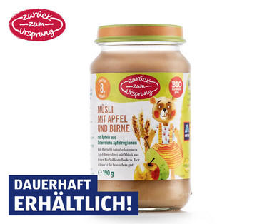 ZURÜCK ZUM URSPRUNG Bio-Fruchtbrei Müsli mit Apfel und Birne