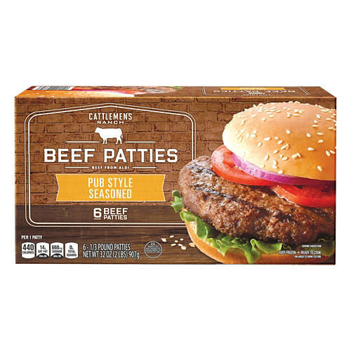Pub Style Seasoned Beef Patties, 6 count