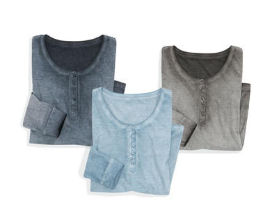 BLUE MOTION Damen-Langarmshirt mit Knopfleiste