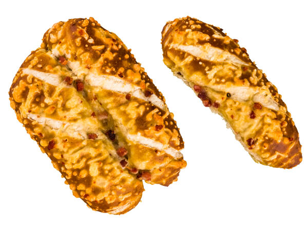 Käse-Laugenstange mit Schinken
