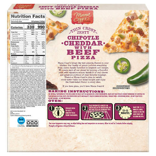 Zesty Chipotle Cheddar & Beef Thin Crust Pizza, 14.8 oz