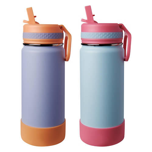 2 Pack Kids Stainless Steel Water Bottles - Purple/Light Blue