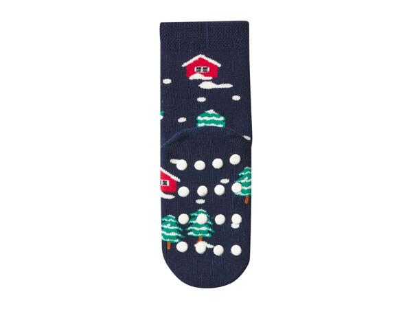 Lupilu Younger Kids' Navy Christmas Thermal Socks - 2 Pairs