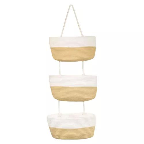 3 Tier Hanging Basket, Beige & White