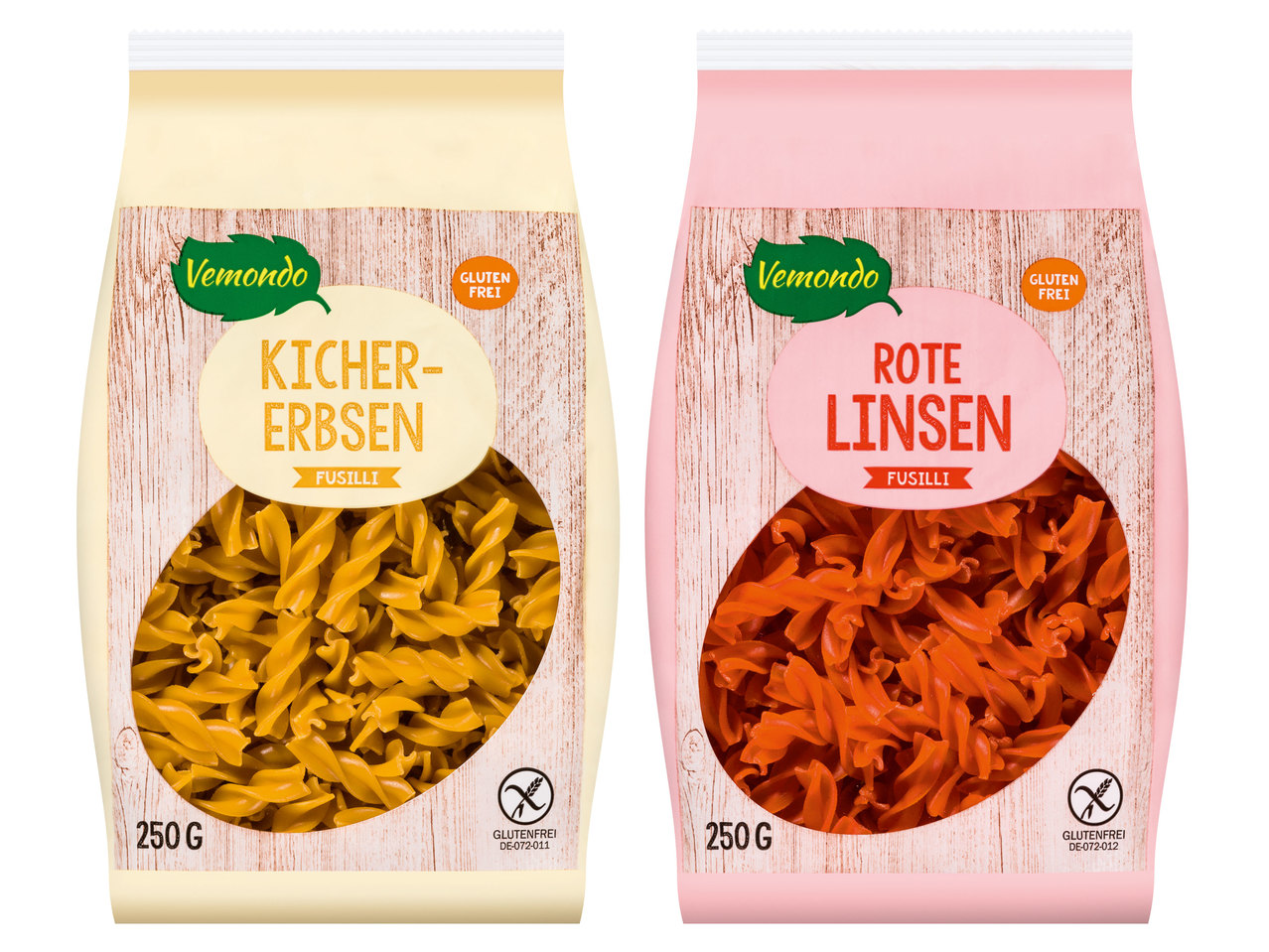 VEMONDO Fussili aus Linsen/Kichererbsen
